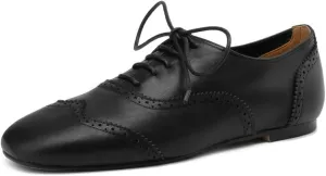 TinaCus Women's Genuine Leather Square Toe Handmade Lace-up Oxford Dress Shoes