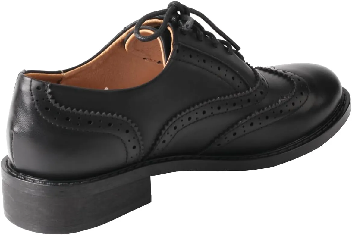 TMA EYES Baroque Retro Carved British Style Lace-up Oxford Women's Casual Leather Shoes
