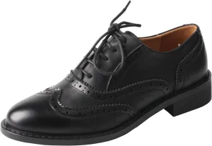 TMA EYES Baroque Retro Carved British Style Lace-up Oxford Women's Casual Leather Shoes