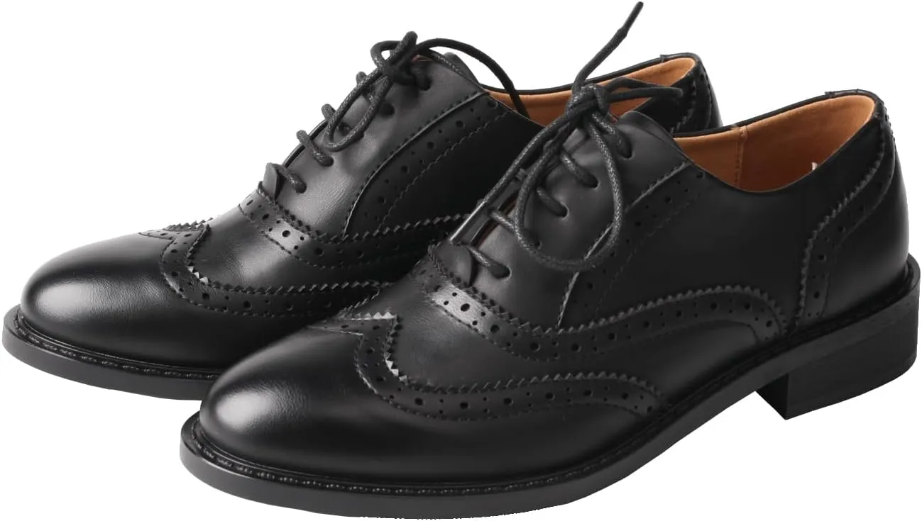 TMA EYES Baroque Retro Carved British Style Lace-up Oxford Women's Casual Leather Shoes