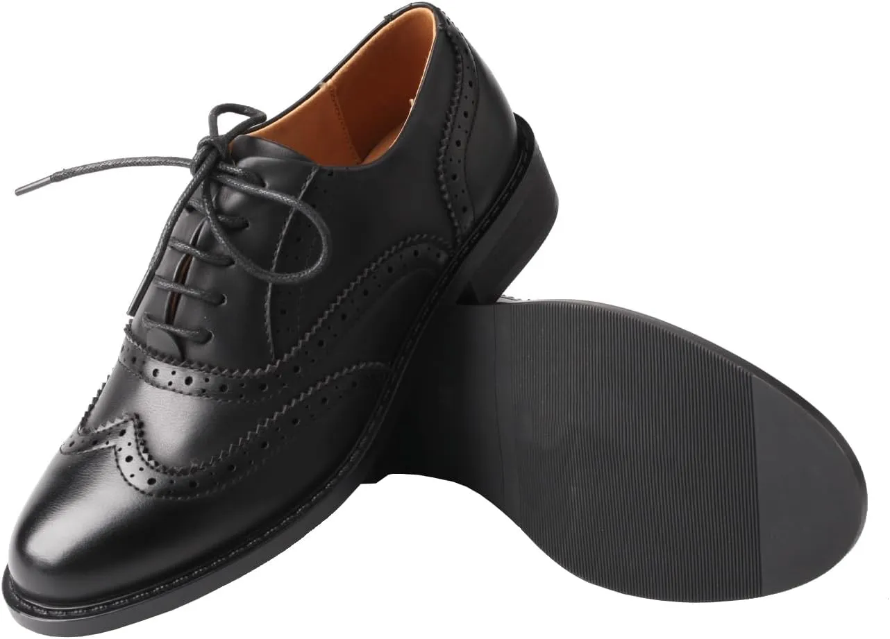 TMA EYES Baroque Retro Carved British Style Lace-up Oxford Women's Casual Leather Shoes