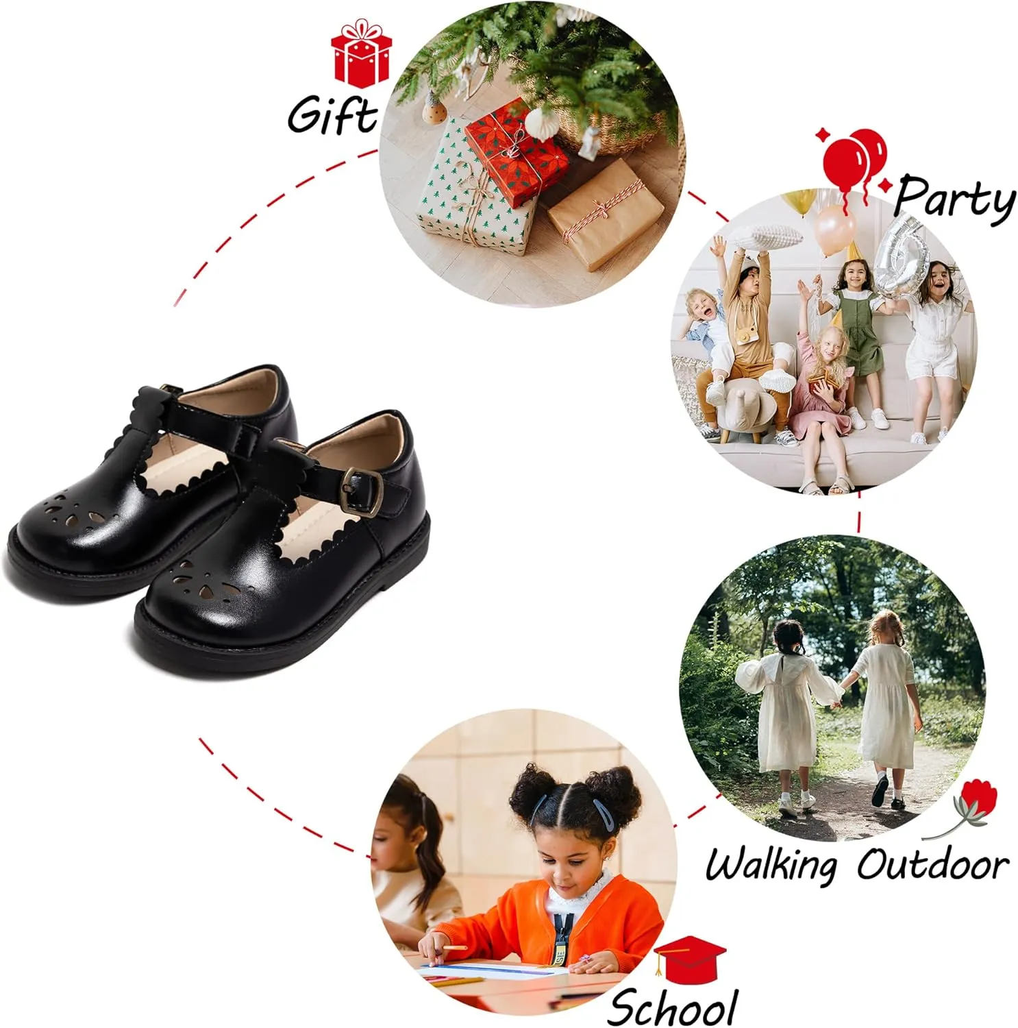 Toddler Girl Mary Jane Dress Shoes-Little Girl School Uniform Shoes for Wedding Party
