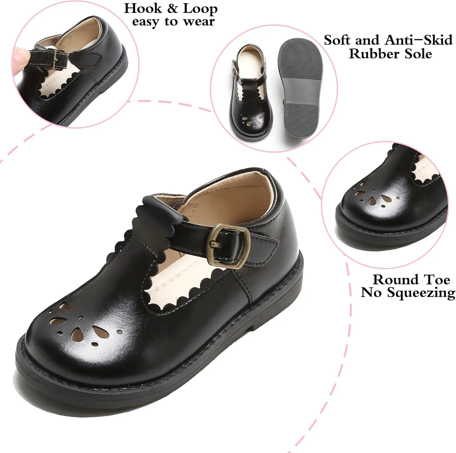 Toddler Girl Mary Jane Dress Shoes-Little Girl School Uniform Shoes for Wedding Party