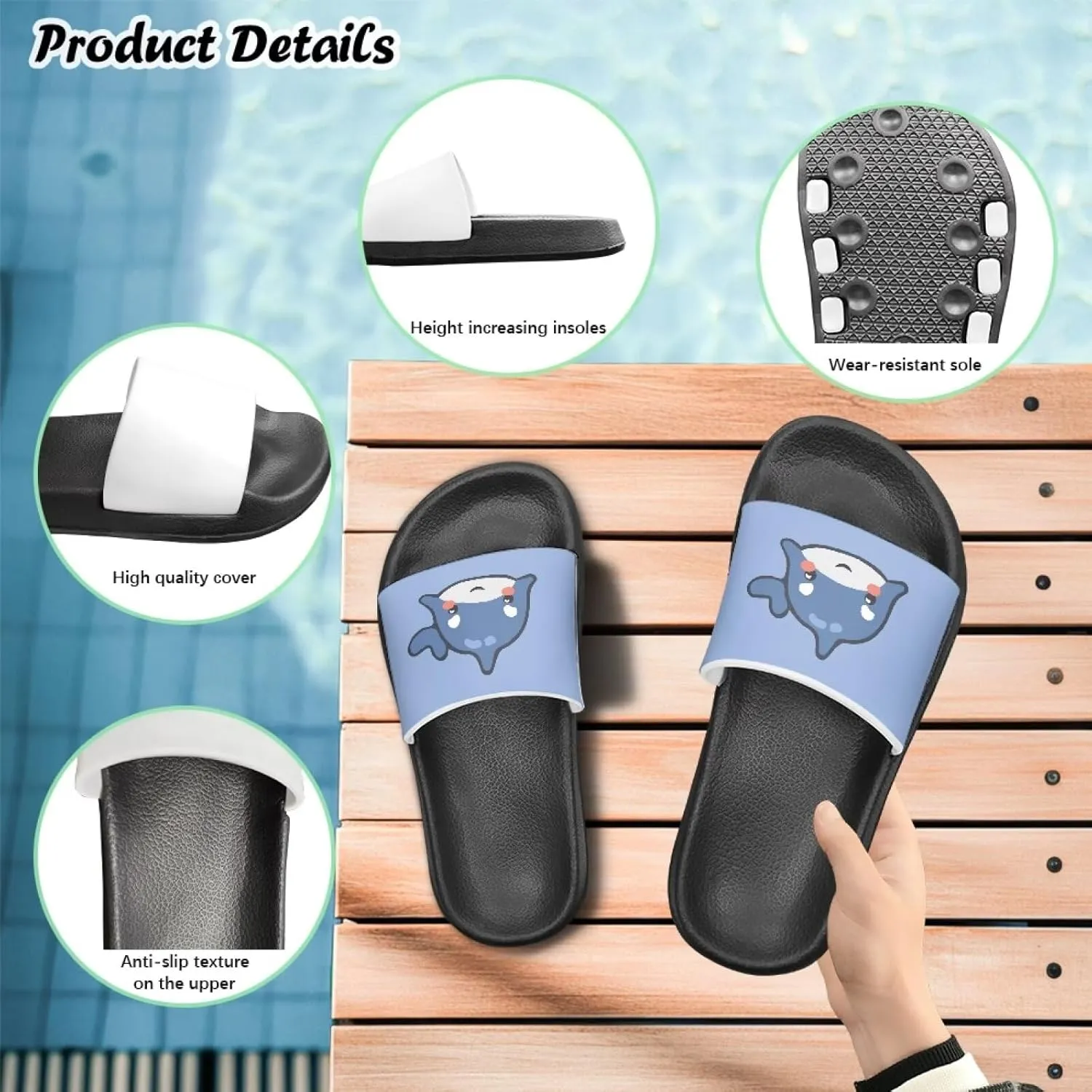 Toddler Sandals Comfy Sport Slides Non-slip Beach Slides Garden Slip On Shoes Water Friendly Bath Slippers