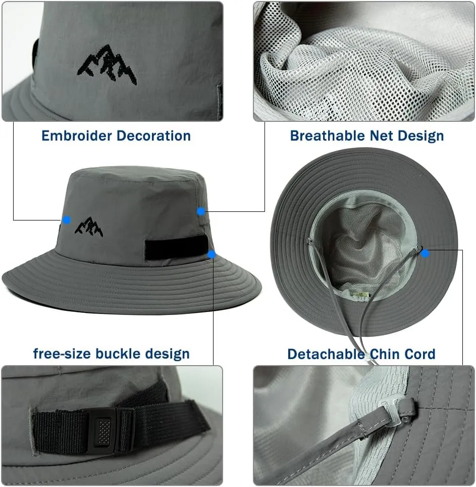 TOP-EX L/XL/XXL UV50  Waterproof Bucket Sun Hat for Fishing Golf Hiking All-Weather Outdoor Rain Hat Stiff Brim