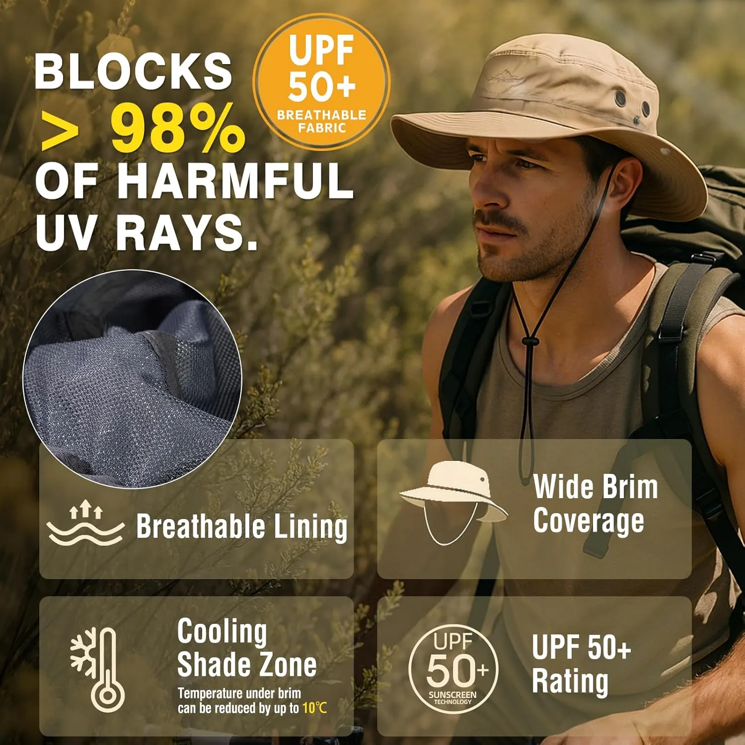 TOP-EX XL XXL Large Size Oversized Mens Sun Hats Fishing Bucket Boonie Beach UV Protection Wide Brim