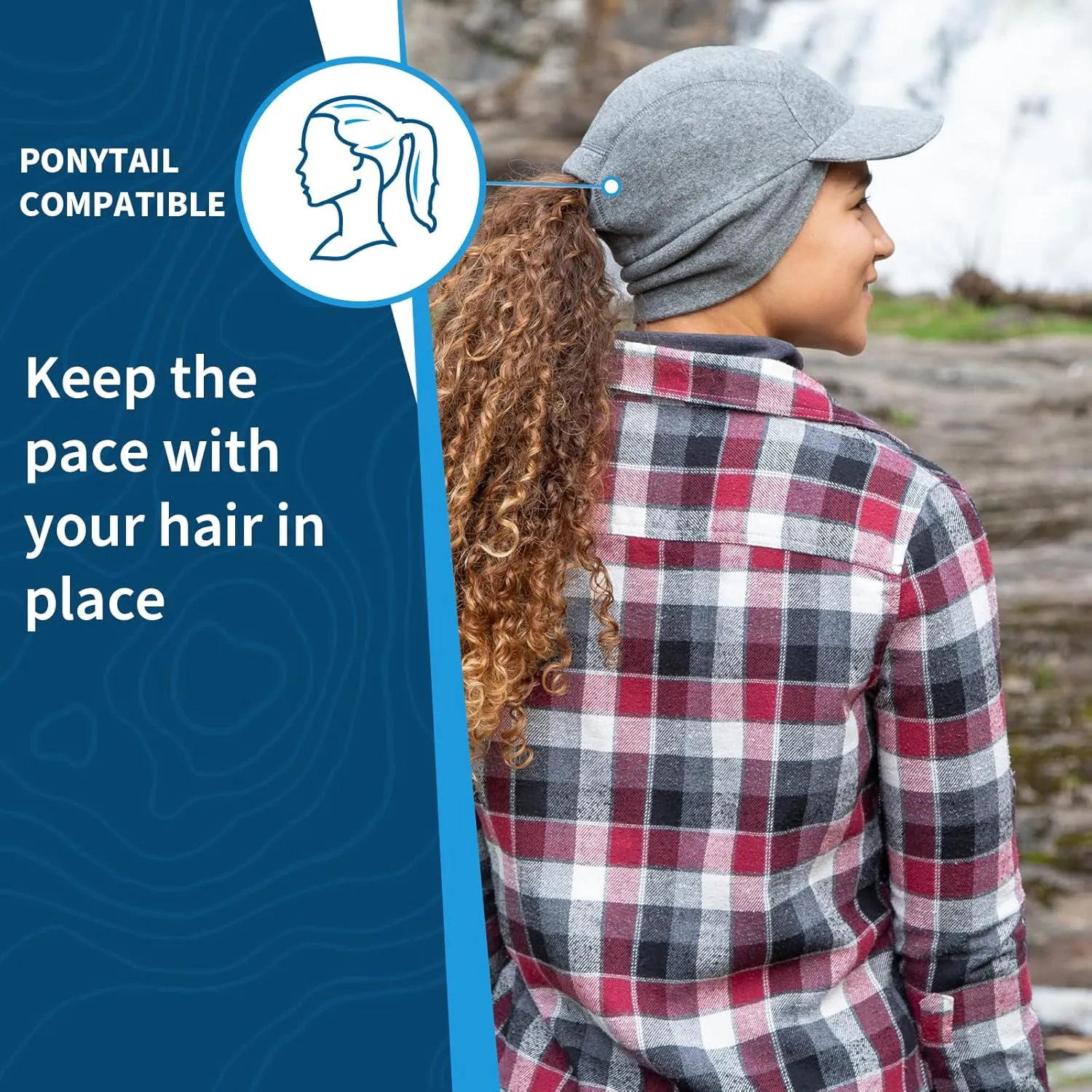 TrailHeads Fleece Ponytail Hat for Women – Trailblazer Reflective Winter Hat with Ponytail Hole for Workouts