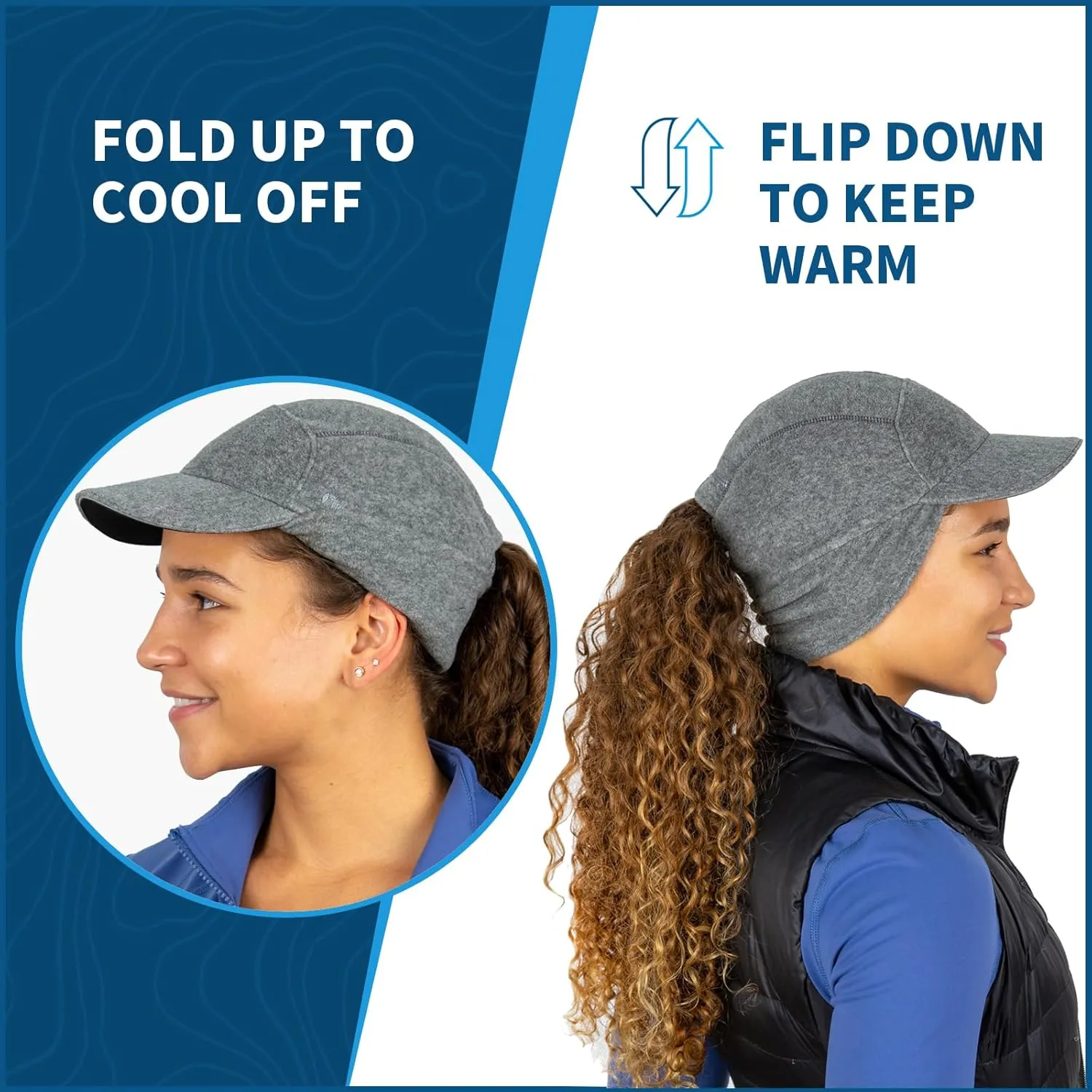 TrailHeads Fleece Ponytail Hat for Women – Trailblazer Reflective Winter Hat with Ponytail Hole for Workouts