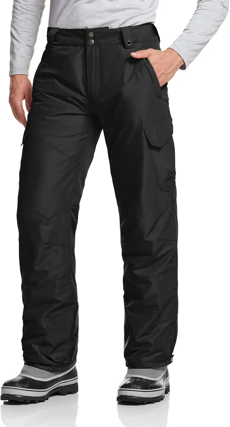 TSLA Men's Winter Snow Pants, Waterproof Insulated Ski Pants, Ripstop Windproof Snowboard Bottoms