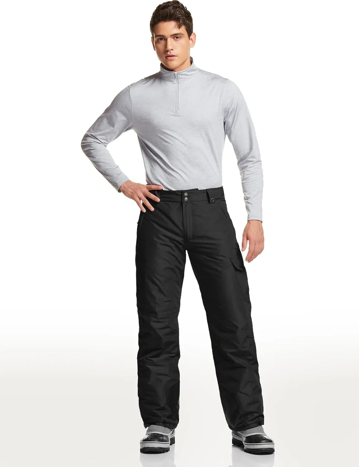 TSLA Men's Winter Snow Pants, Waterproof Insulated Ski Pants, Ripstop Windproof Snowboard Bottoms