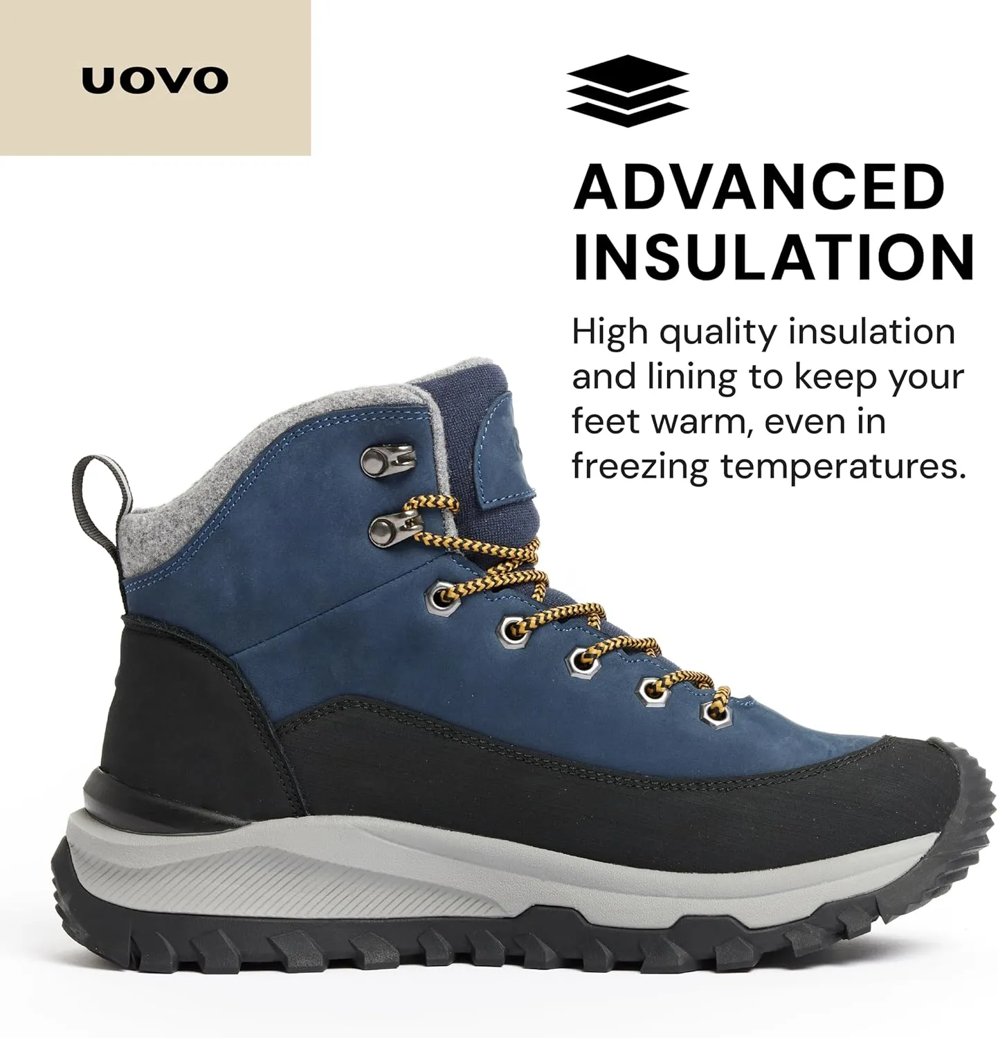 UOVO Men’s Winter Boot, Waterproof Leather