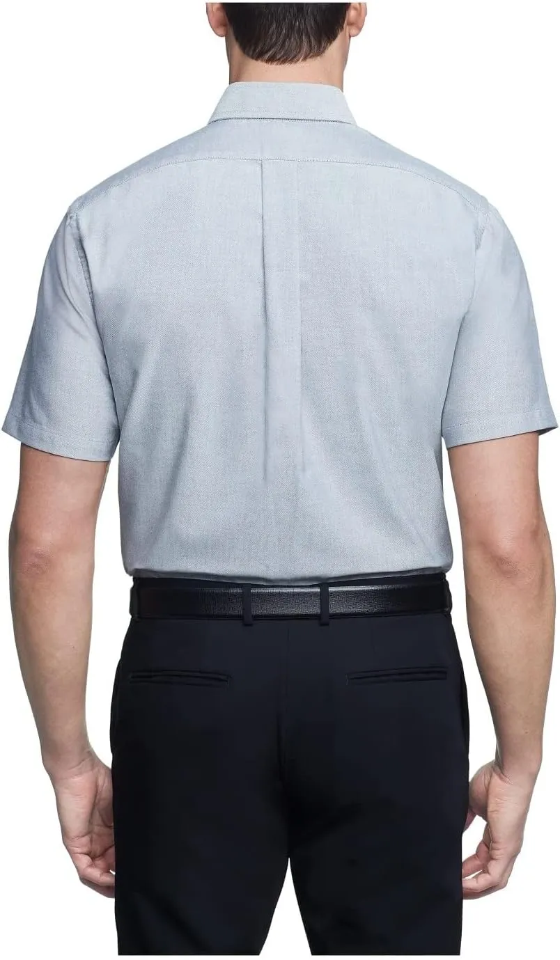 Van Heusen Men's Short Sleeve Regular Fit Oxford Solid Dress Shirt - Amazon Exclusive