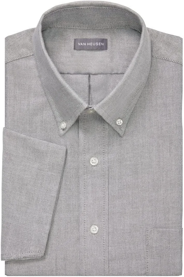 Van Heusen Men's Short Sleeve Regular Fit Oxford Solid Dress Shirt - Amazon Exclusive