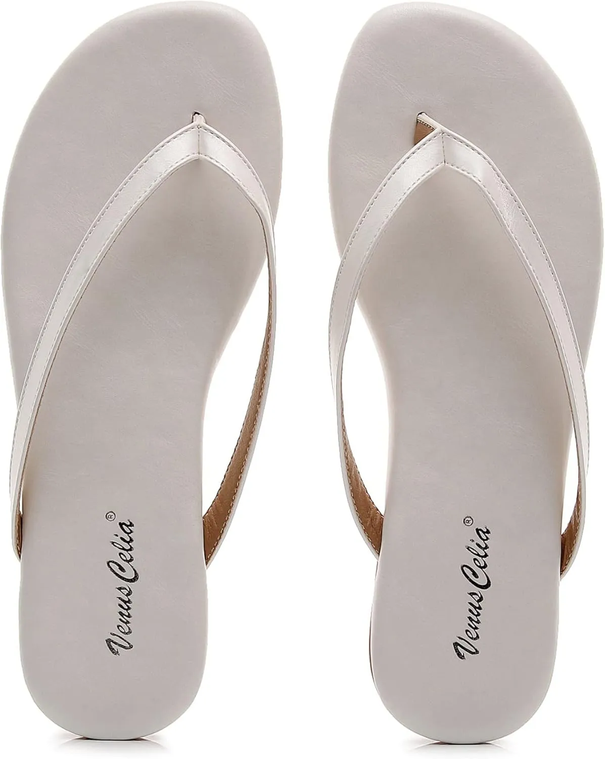 VenusCelia Women's Colorful Wide Flip Flop