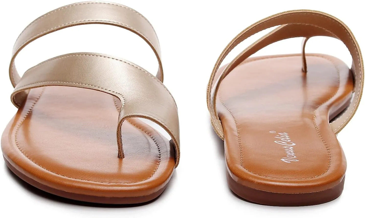 VenusCelia Women's Toe-Ring Wide Slide Sandal
