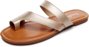 VenusCelia Women's Toe-Ring Wide Slide Sandal