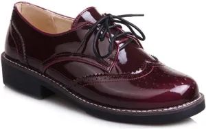 VOKLIN Women's Classic Flat Saddle Oxford Shoes Wingtip Lace Up Perforated Low Heel Vintage Oxfords Brogues