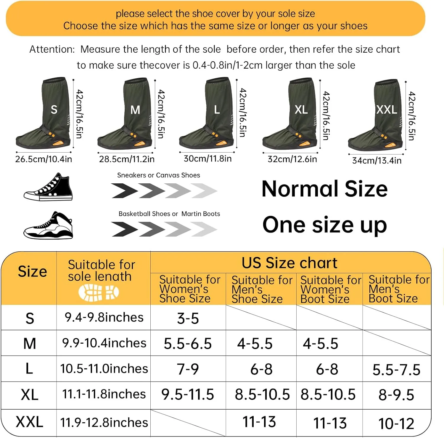 Waterproof Shoe Covers Rain Boot Shoe Cover Reusable & Foldable Shoe Cover for Rain With Non-Slip,Reflector Men and Women (Army Green, L)