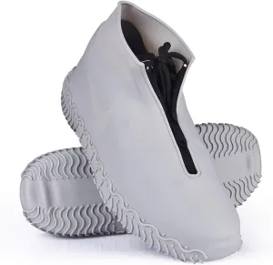 Waterproof Shoe Covers, Silicone Reusable Shoe Cover Non-slip Durable Zipper Elastic Rain Cover Protection for Men Women (XL (Women 11-13, Men 9.5-13), Grey)
