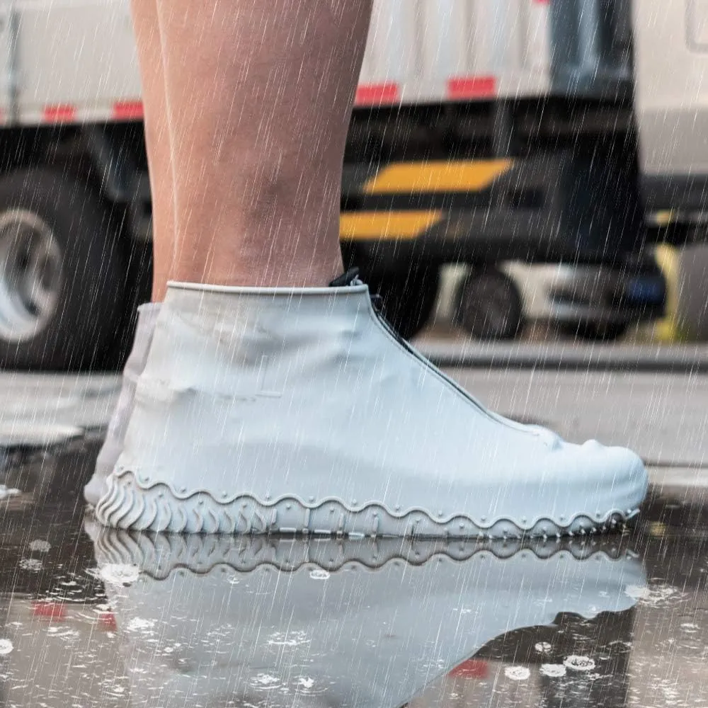 Waterproof Shoe Covers, Silicone Reusable Shoe Cover Non-slip Durable Zipper Elastic Rain Cover Protection for Men Women (XL (Women 11-13, Men 9.5-13), Grey)