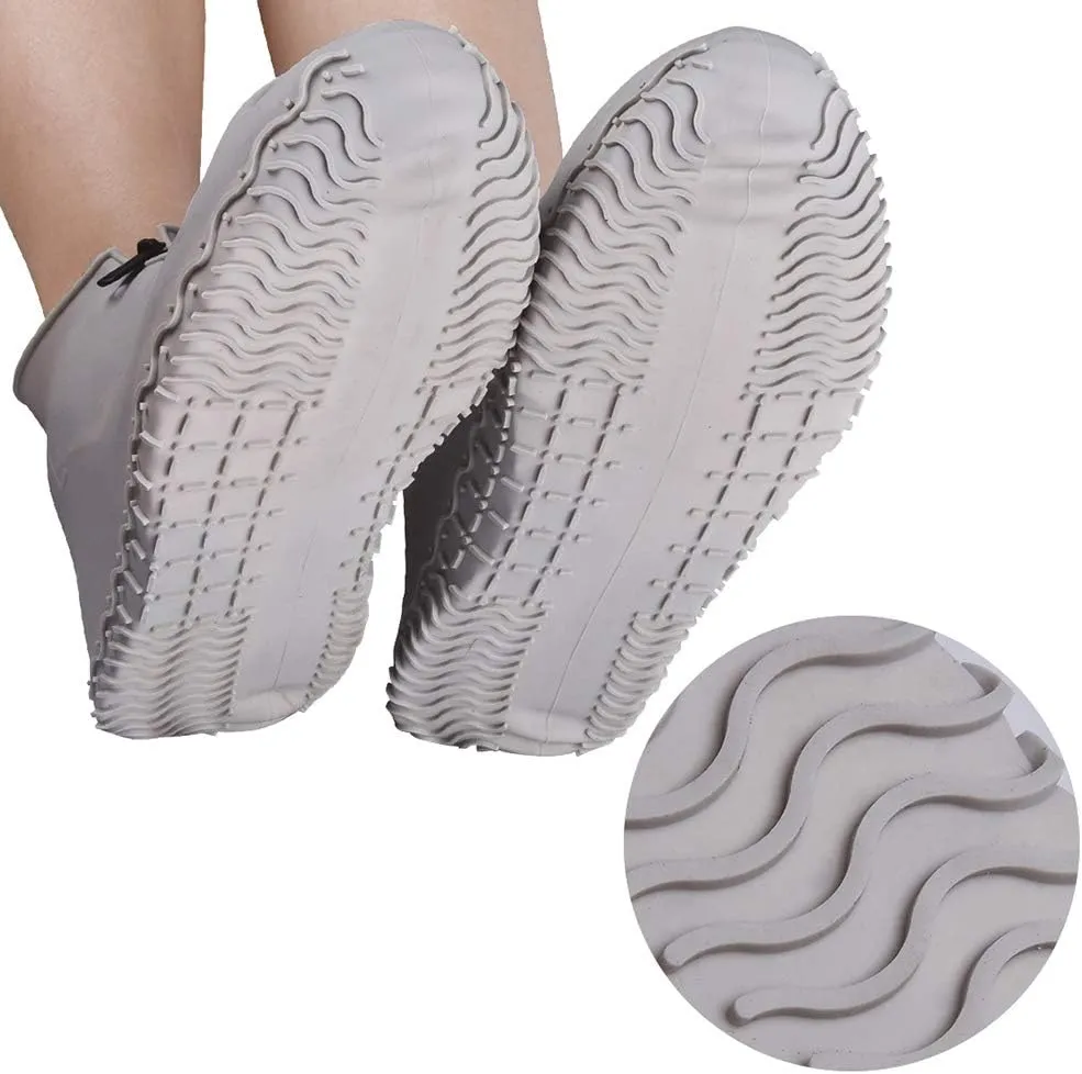 Waterproof Shoe Covers, Silicone Reusable Shoe Cover Non-slip Durable Zipper Elastic Rain Cover Protection for Men Women (XL (Women 11-13, Men 9.5-13), Grey)