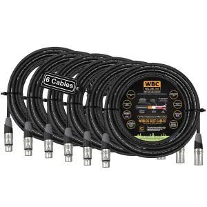 WBC-VALUELINE-2CS (22 AWG) - 6 Units - 20 Foot–Low-Capacitance Shielded Balanced Flexible Microphone, Active-Speaker & Interconnect Cables with Eminence Gold XLR Connectors