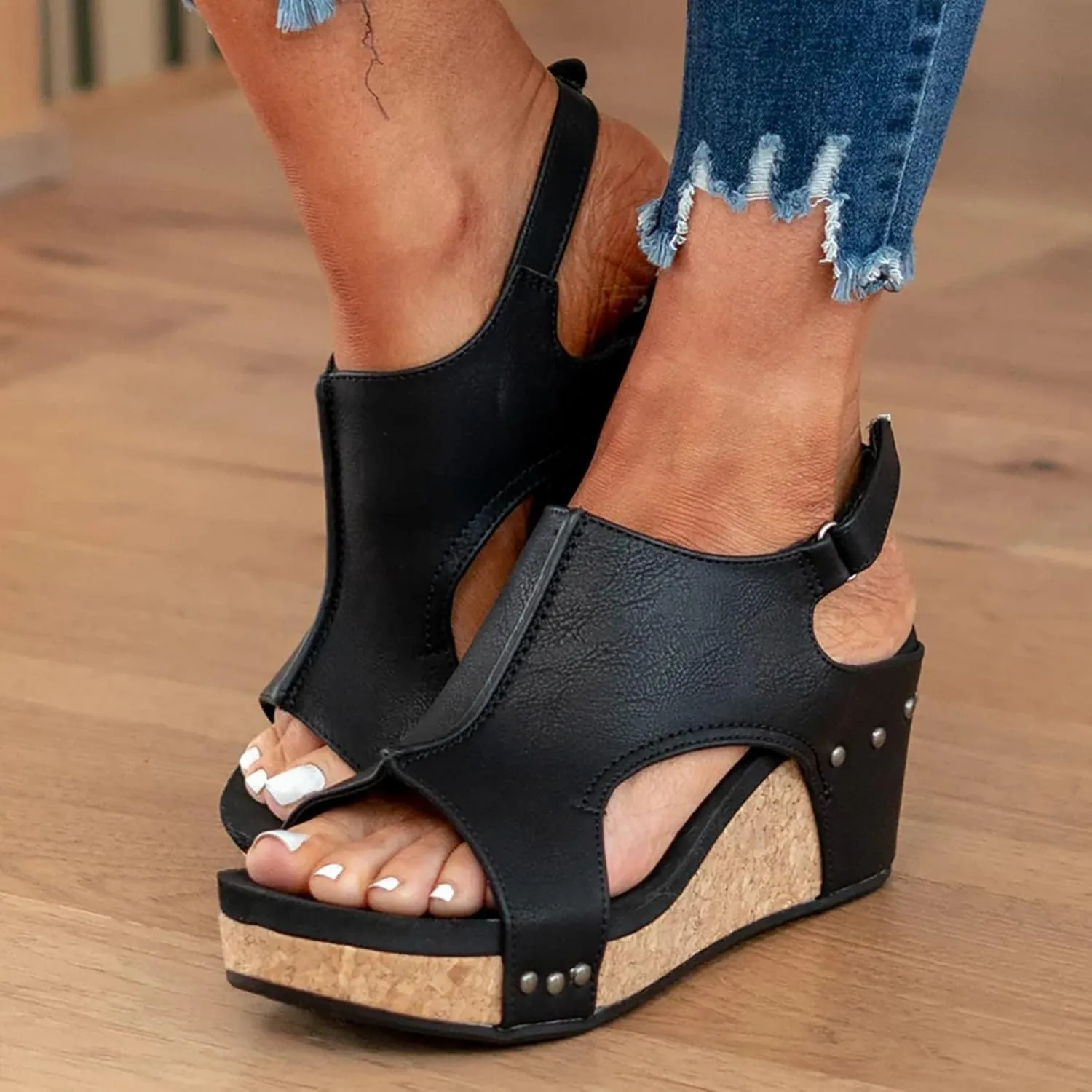 Wedge Sandals for Women 2025 Orthopedic Bohemia Buckle Ankle Strap Open Toe Summer Casual Walking Slip on Sandals