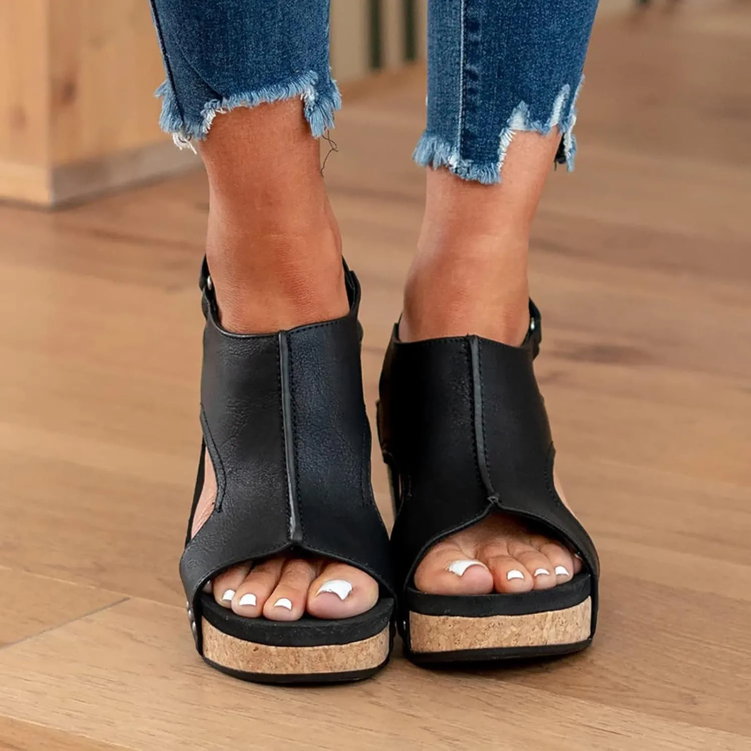 Wedge Sandals for Women 2025 Orthopedic Bohemia Buckle Ankle Strap Open Toe Summer Casual Walking Slip on Sandals
