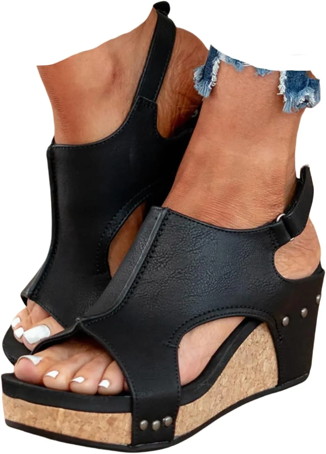 Wedge Sandals for Women 2025 Orthopedic Bohemia Buckle Ankle Strap Open Toe Summer Casual Walking Slip on Sandals