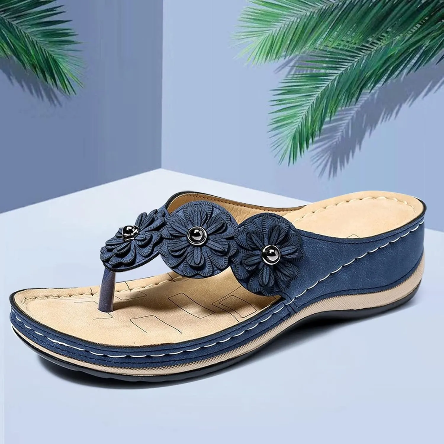 Wedge Sandals for Women Orthopedic Sandals with Arch Support Casual Walking Thong Sandals Open Toe Flip Flops