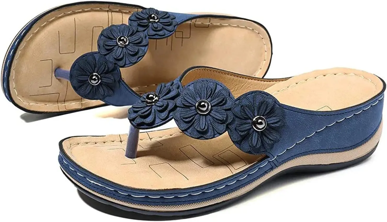 Wedge Sandals for Women Orthopedic Sandals with Arch Support Casual Walking Thong Sandals Open Toe Flip Flops