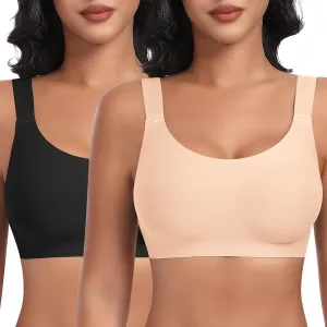 Wireless Bras for Women No Underwire Seamless Full Coverage Comfortable Everyday Bra with Medium Support