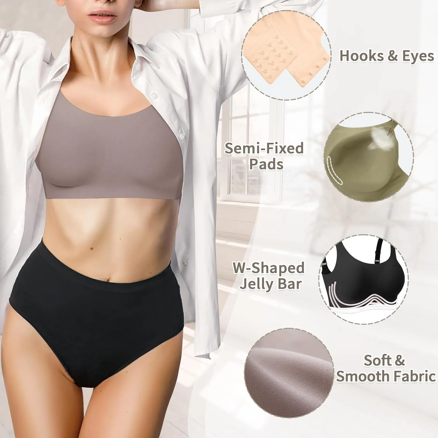 Wireless Bras for Women No Underwire Seamless Full Coverage Comfortable Everyday Bra with Medium Support
