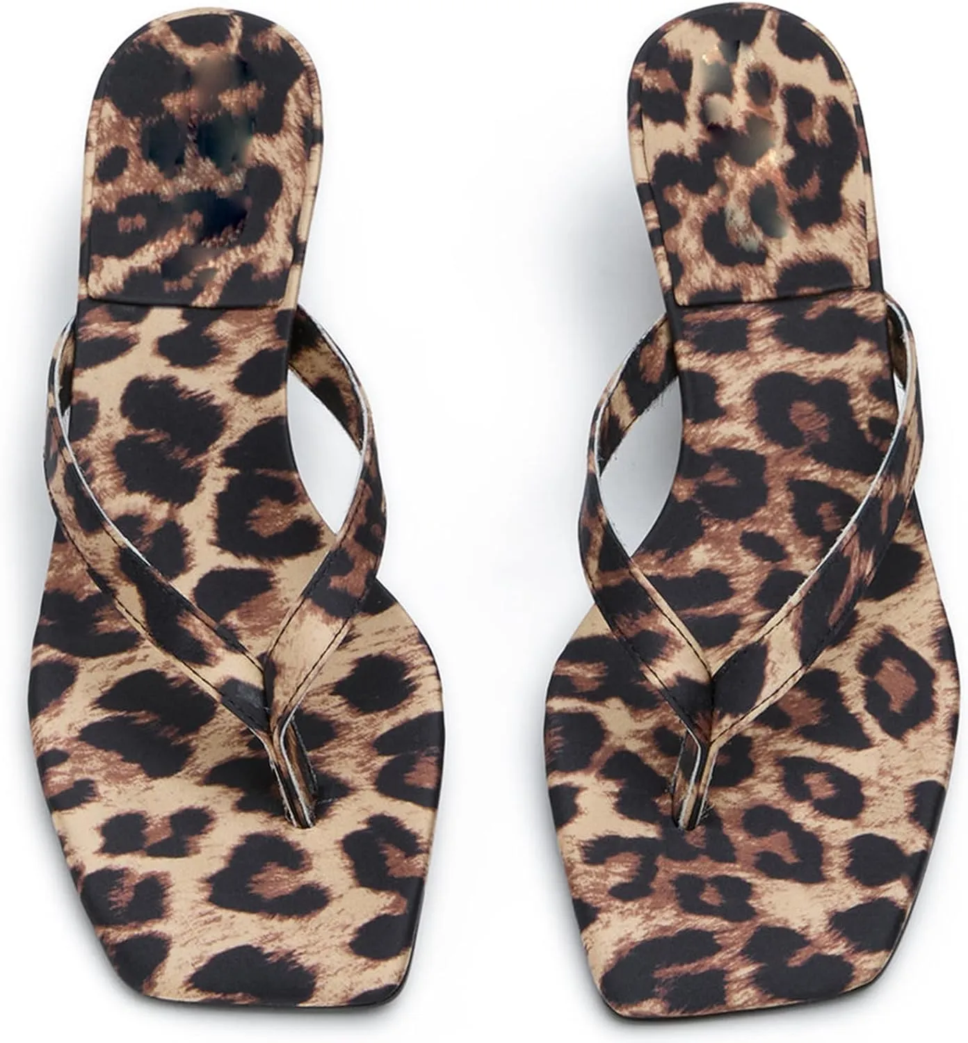 Women Kitten Heel Thong Sandals Square Open Toe Flip Flop Sandals Low Heel Fashion Party Dress Heeled Sandals