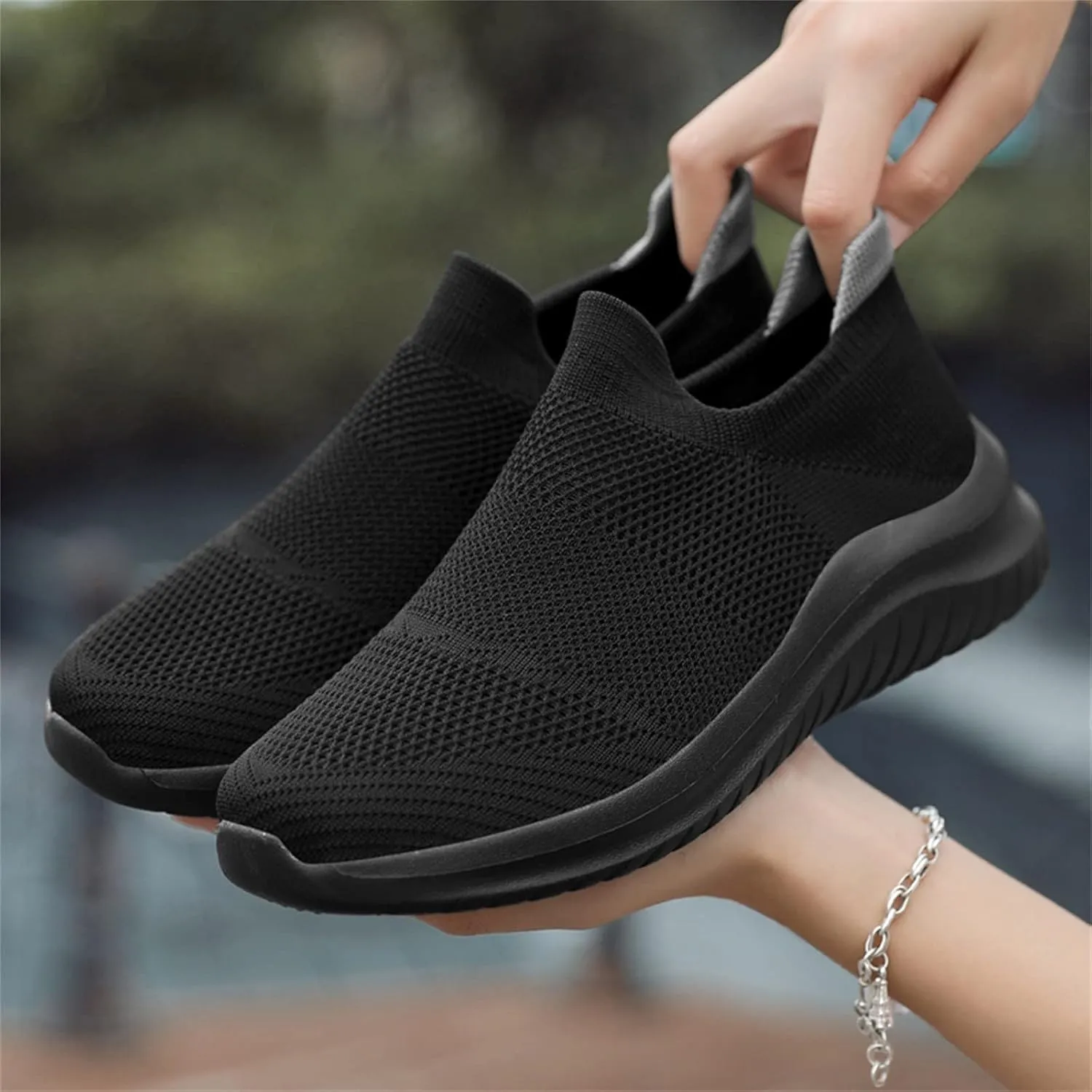 Women's Athletic Walking Shoes Slip On Casual Mesh Non Slip Work Shoes Women Arch Support Casual Dress Shoes White Sneakers Steel Toe Tennis Shoe Trainers Shoe