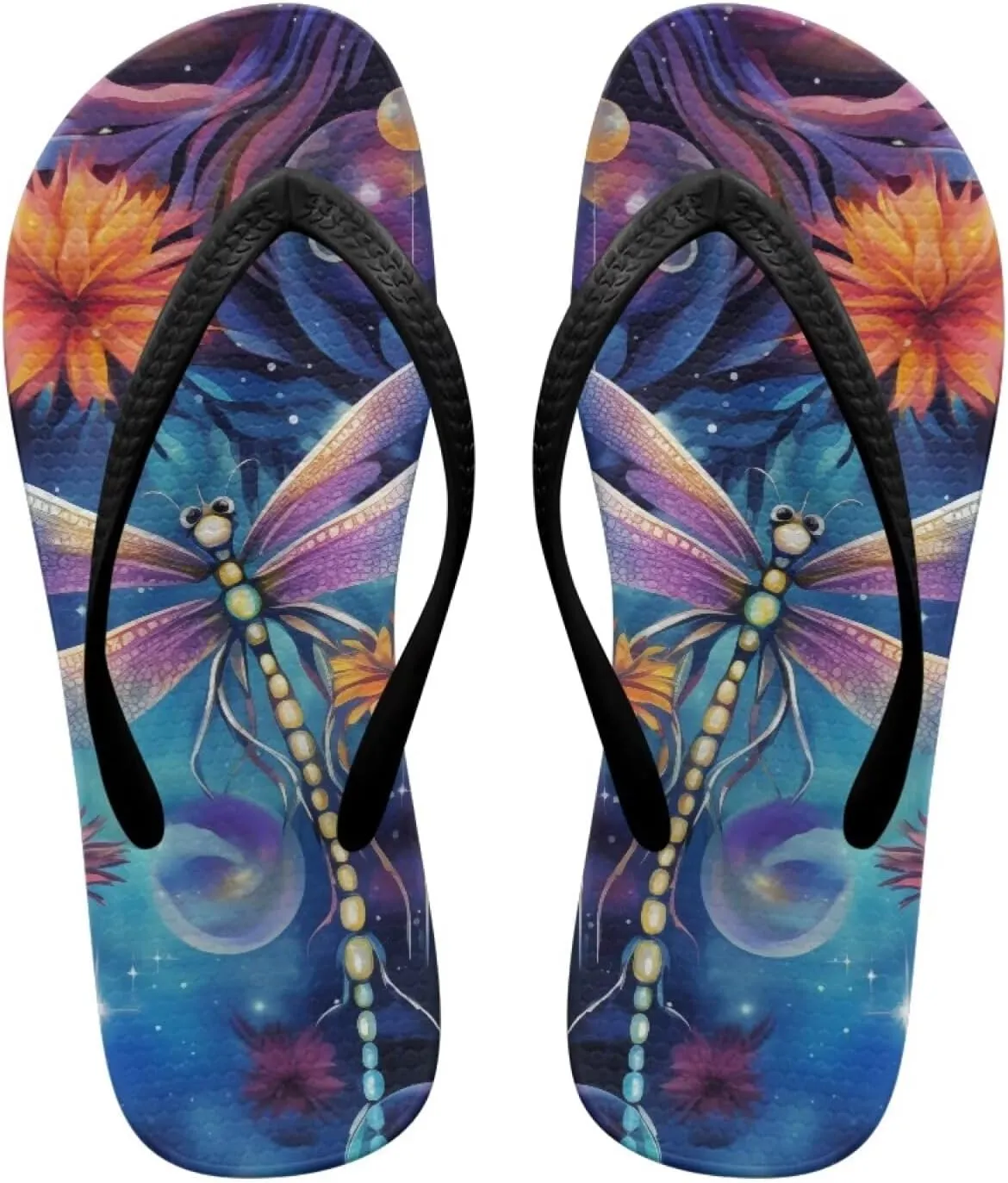 Women's Butterfly Dragonfly Flip Flop Thong Sandal Yoga Mat Comfortable Beach Pool Walking Slippers