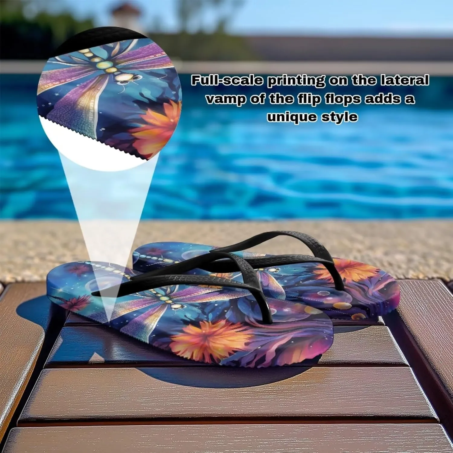 Women's Butterfly Dragonfly Flip Flop Thong Sandal Yoga Mat Comfortable Beach Pool Walking Slippers
