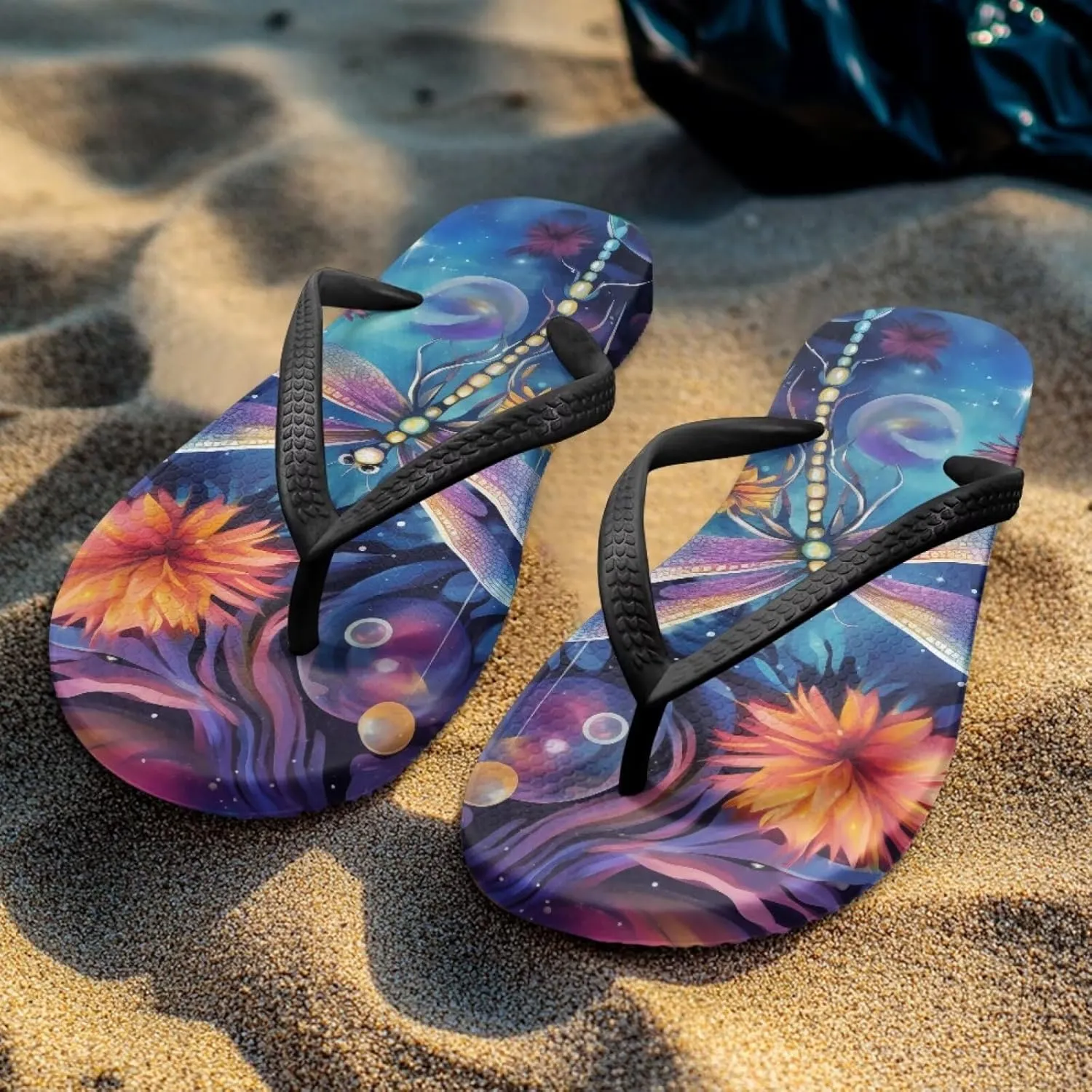 Women's Butterfly Dragonfly Flip Flop Thong Sandal Yoga Mat Comfortable Beach Pool Walking Slippers