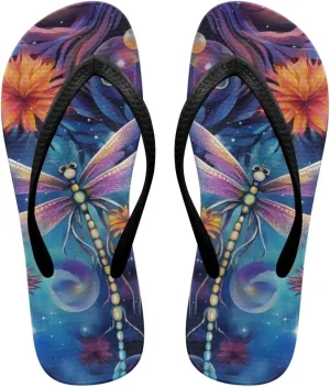 Women's Butterfly Dragonfly Flip Flop Thong Sandal Yoga Mat Comfortable Beach Pool Walking Slippers