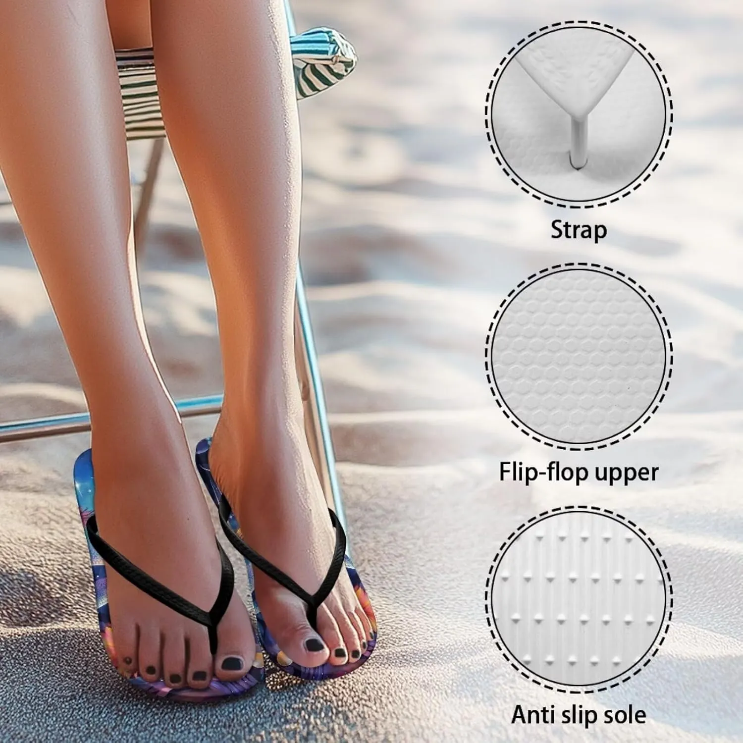 Women's Butterfly Dragonfly Flip Flop Thong Sandal Yoga Mat Comfortable Beach Pool Walking Slippers