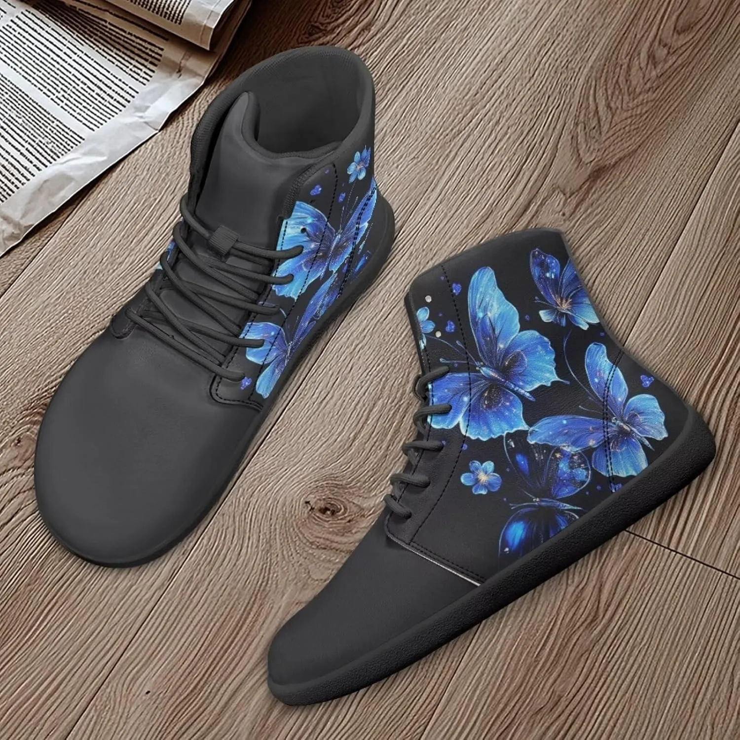 Women's Butterfly High Tops Walking Shoes PU Leather Running Sneakers Business Trainer Sneaker