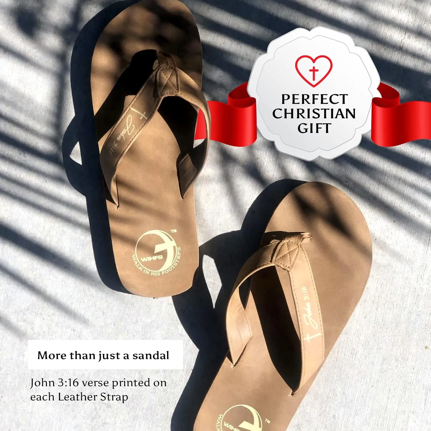 Women’s Christian Clothing and Footwear, Cross Bottom Women’s Sandals, Flip Flops for Women with John 3:16 Bible Verse, Unique Christian Apparel