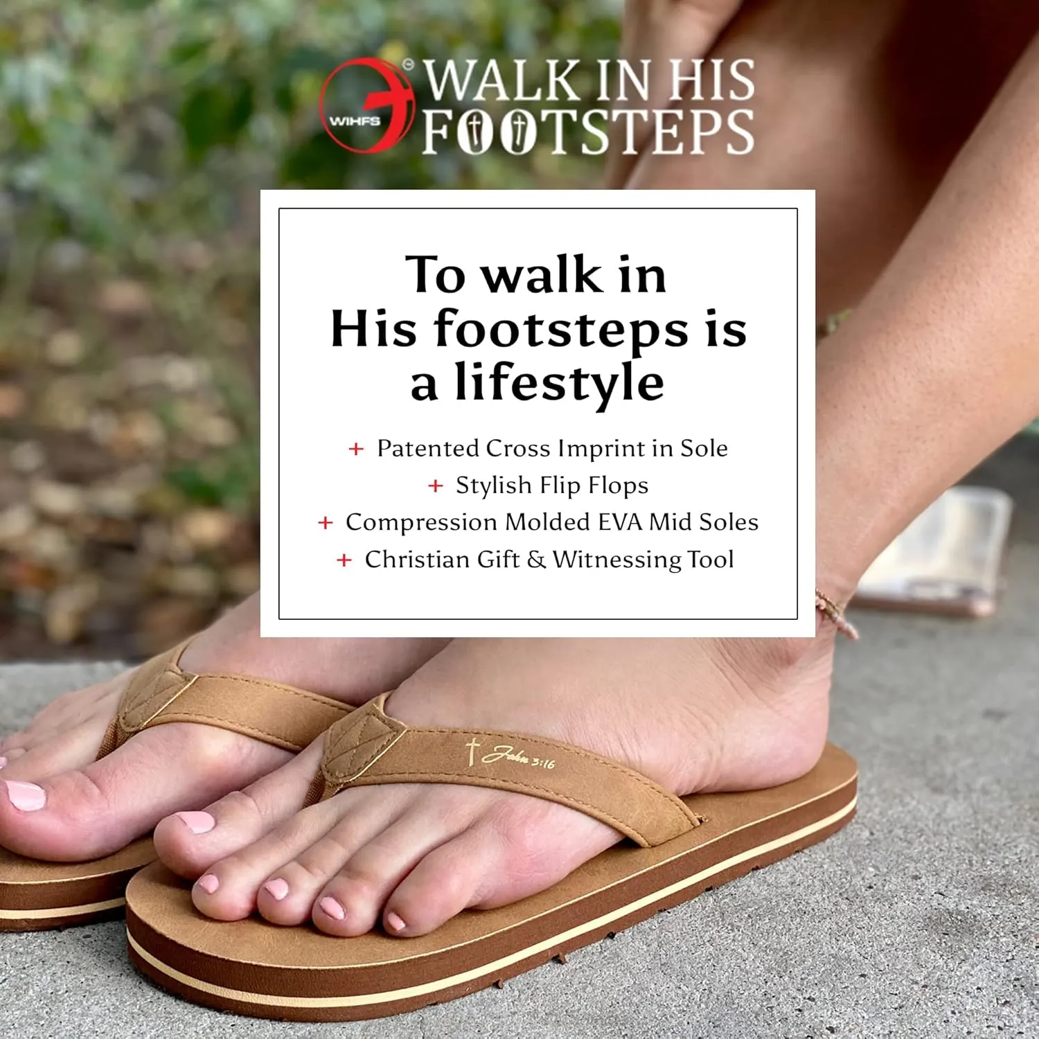 Women’s Christian Clothing and Footwear, Cross Bottom Women’s Sandals, Flip Flops for Women with John 3:16 Bible Verse, Unique Christian Apparel