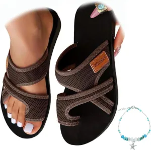 Women's Comfortable Breathable Mesh Flip Flops, Women's Hollow Mesh Slide Sandals with Arch Support, Comfortable Breathable Orthopedic Sandals for Women, Comfortable Beach Sandals