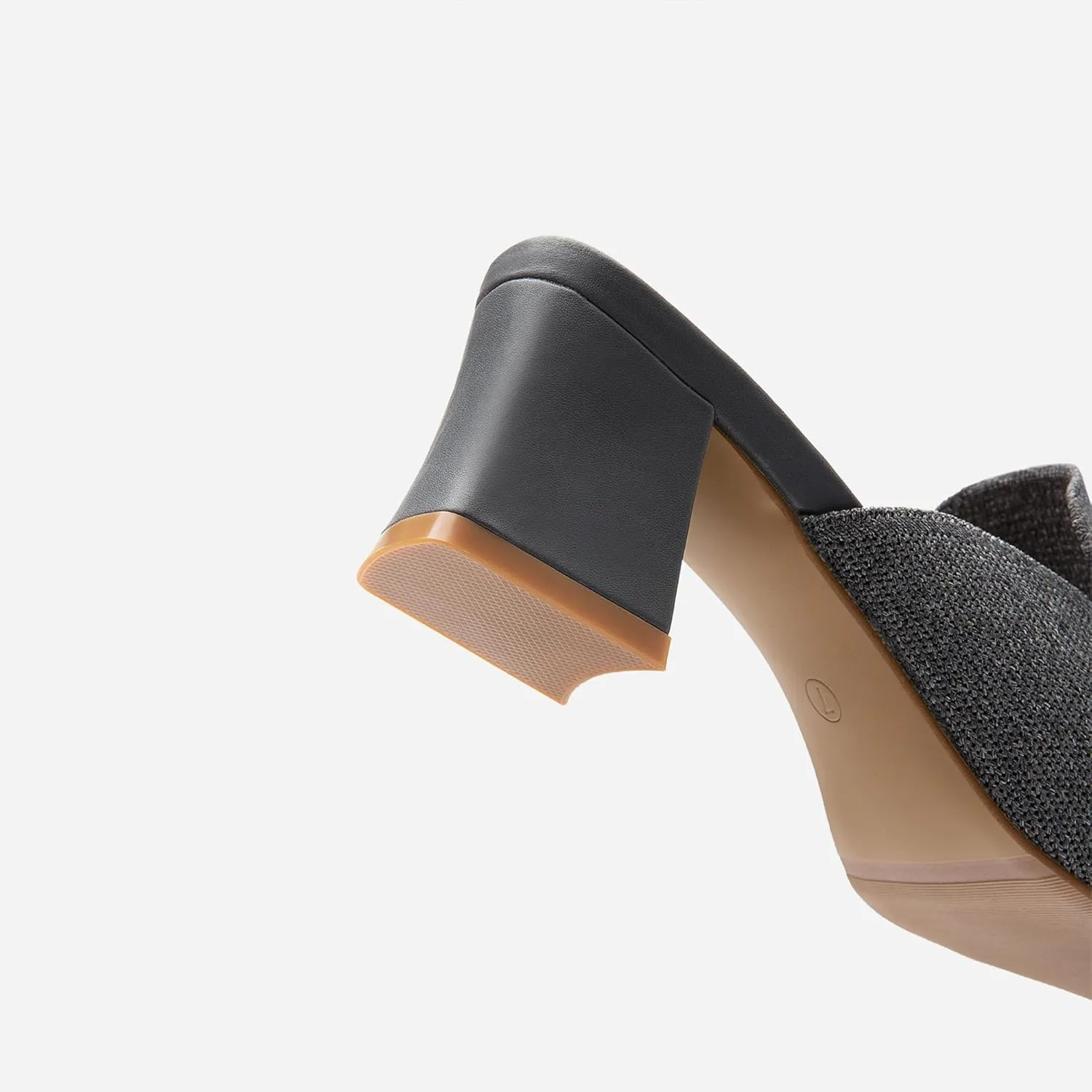 Women's Knit Pointed Toe Chunky Heel Mules, Comfortable Slip-On Sandals for Business and Daily Wear