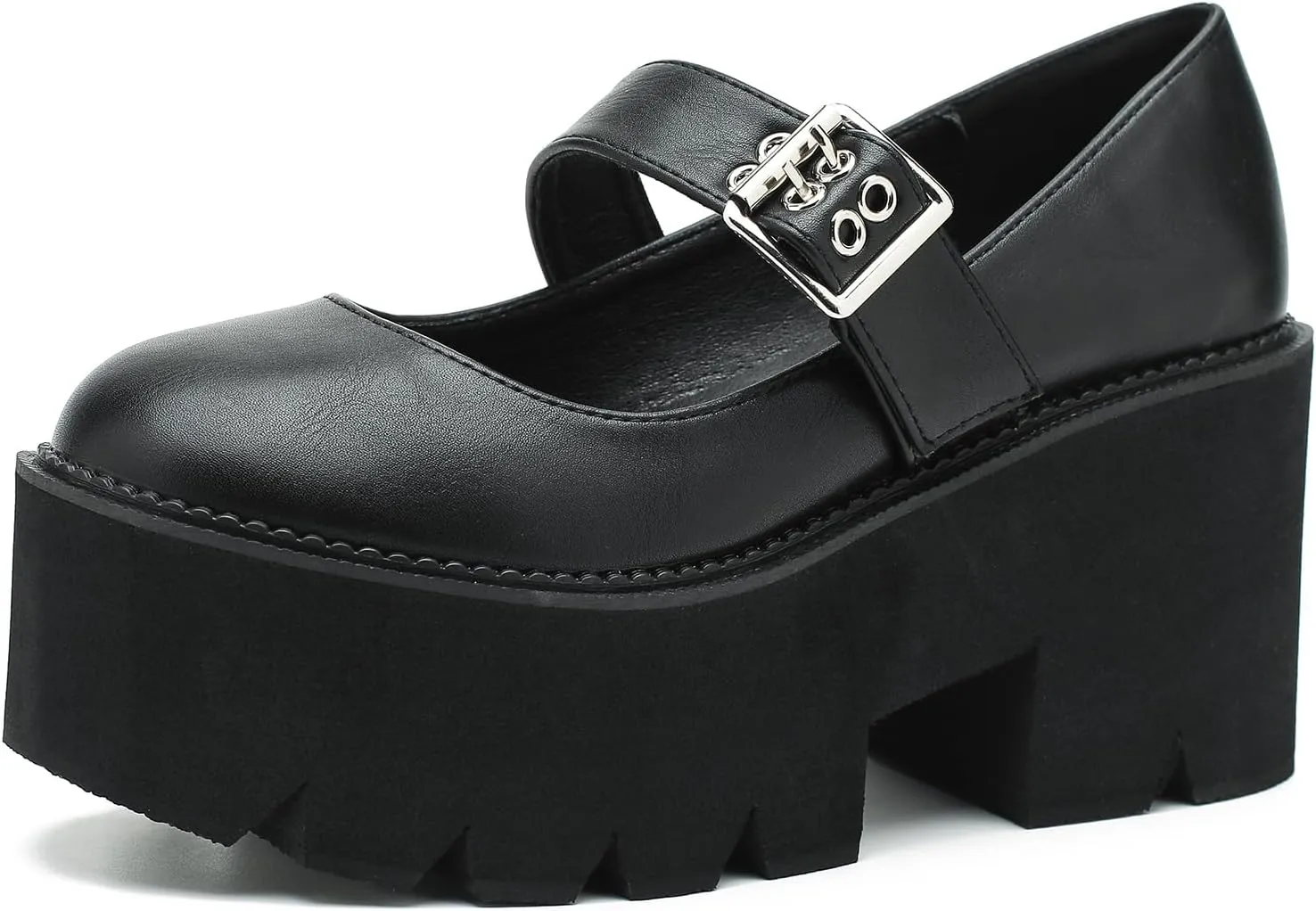 Women's Lolita Platform Mary Janes Shoes Lug Sole Gothic Chunky Heel Uniform Pumps with Ankle Strap