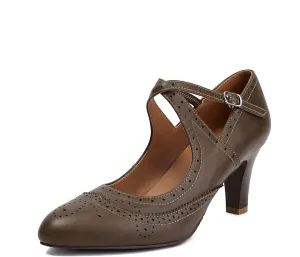 Women's Mary Jane Rockability Oxford Close Round Toe Vintage Wingtip 1950s Heels Ankle Straps Retro 1920s Victorian Pumps Shoes
