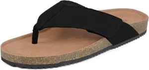 Womens Mens Orthotic Flip Flops Cork Footbed Thong Sandals Suede Leather Arch Support Summer Casual Slip on Open Toe Slippers with Adjustable Straps Indoor Outdoor