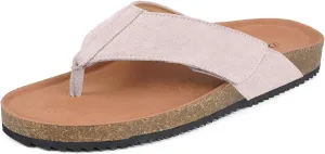 Womens Mens Orthotic Flip Flops Cork Footbed Thong Sandals Suede Leather Arch Support Summer Casual Slip on Open Toe Slippers with Adjustable Straps Indoor Outdoor