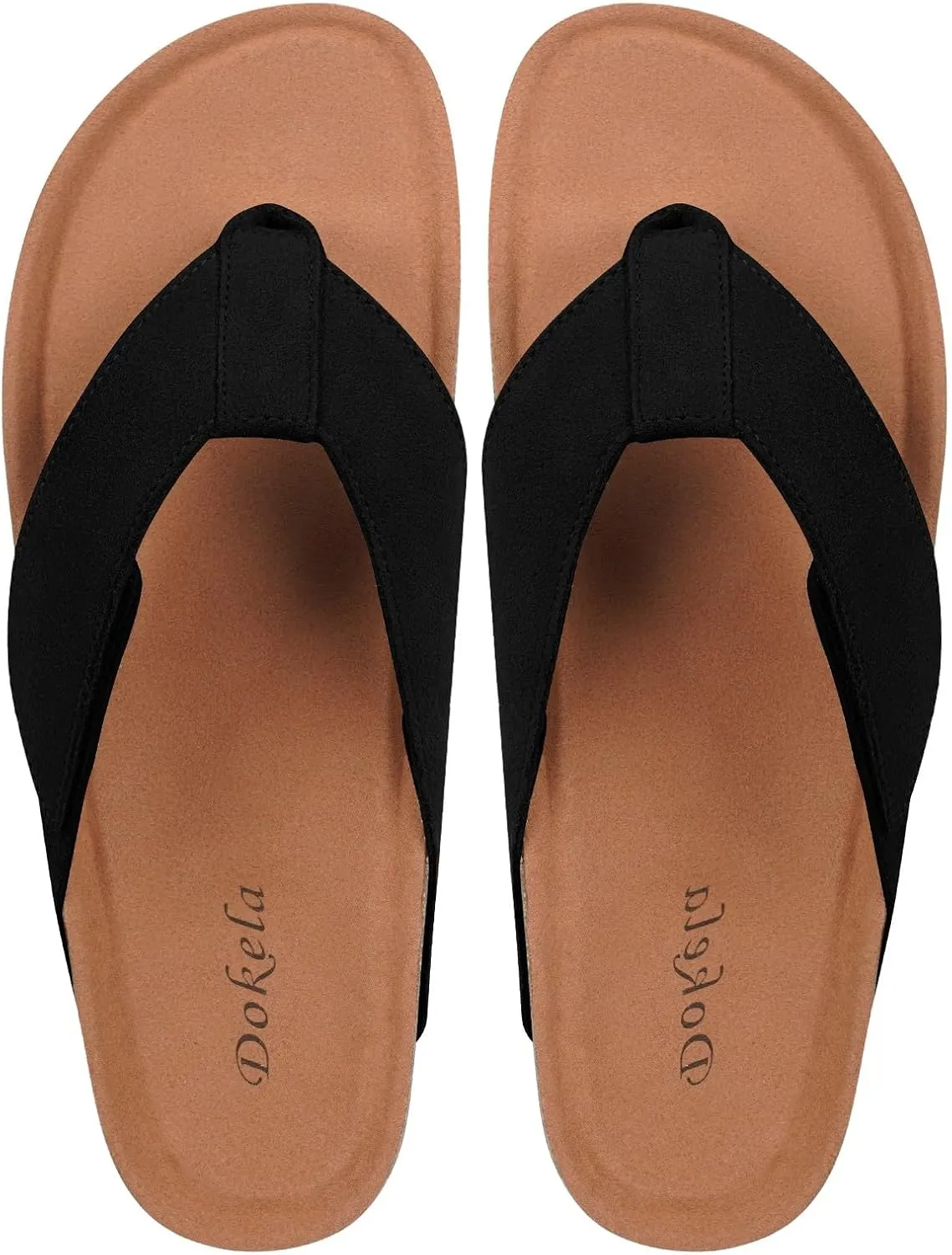 Womens Mens Orthotic Flip Flops Cork Footbed Thong Sandals Suede Leather Arch Support Summer Casual Slip on Open Toe Slippers with Adjustable Straps Indoor Outdoor